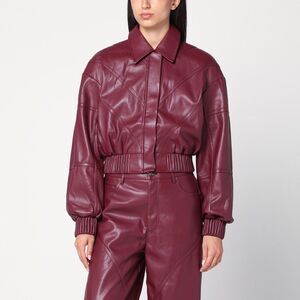 Rotate Birger Christensen Bordeaux Faux Leather Bomber Jacket Women